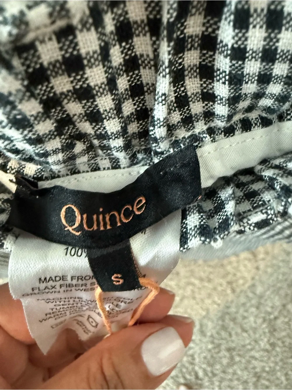 Quince Black and White Gingham pants S/P